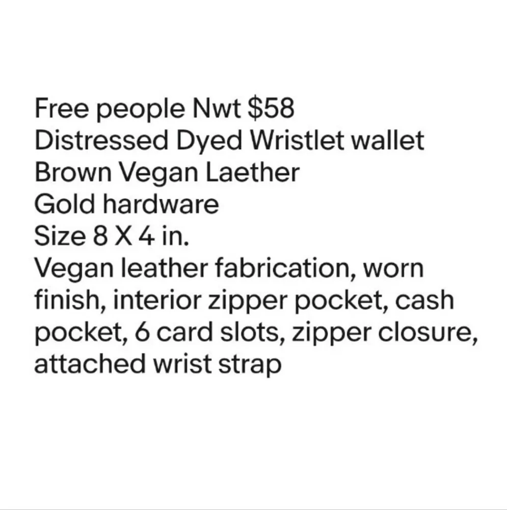 Free People Vegan Leather Long Wallet Zip Around Wristlet Brown Boho Western New